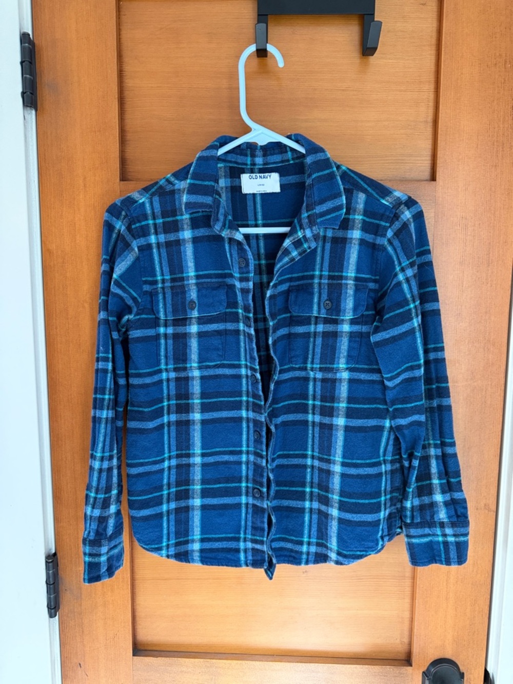 Old Navy Blue Plaid Button-Up Shirt